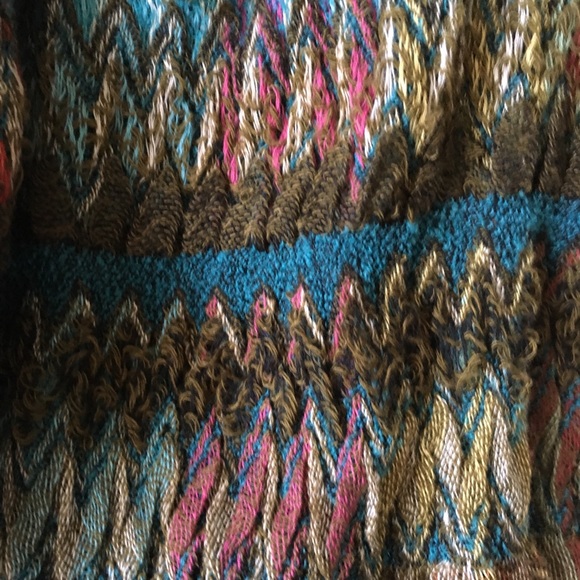 Bohemian woven scarf with tassels multicolor - Picture 3 of 8